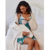 imageEkouaer Women Lace Maternity Nursing Gown and 34 Sleeve Robe Set Double Layer Breastfeeding Nightgown Slip Dress ampamp BathrobeBlue Green Floral