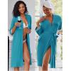 imageEkouaer Women Lace Maternity Nursing Gown and 34 Sleeve Robe Set Double Layer Breastfeeding Nightgown Slip Dress ampamp BathrobeBlue Green Floral