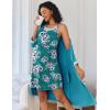 imageEkouaer Women Lace Maternity Nursing Gown and 34 Sleeve Robe Set Double Layer Breastfeeding Nightgown Slip Dress ampamp BathrobeBlue Green Floral