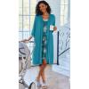 imageEkouaer Women Lace Maternity Nursing Gown and 34 Sleeve Robe Set Double Layer Breastfeeding Nightgown Slip Dress ampamp BathrobeBlue Green Floral