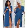 imageEkouaer Women Lace Maternity Nursing Gown and 34 Sleeve Robe Set Double Layer Breastfeeding Nightgown Slip Dress ampamp BathrobeDark Blue