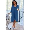 imageEkouaer Women Lace Maternity Nursing Gown and 34 Sleeve Robe Set Double Layer Breastfeeding Nightgown Slip Dress ampamp BathrobeDark Blue