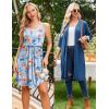 imageEkouaer Women Lace Maternity Nursing Gown and 34 Sleeve Robe Set Double Layer Breastfeeding Nightgown Slip Dress ampamp BathrobeDark Blue Floral