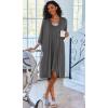 imageEkouaer Women Lace Maternity Nursing Gown and 34 Sleeve Robe Set Double Layer Breastfeeding Nightgown Slip Dress ampamp BathrobeDark Grey