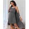 imageEkouaer Women Lace Maternity Nursing Gown and 34 Sleeve Robe Set Double Layer Breastfeeding Nightgown Slip Dress ampamp BathrobeDark Grey