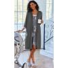 imageEkouaer Women Lace Maternity Nursing Gown and 34 Sleeve Robe Set Double Layer Breastfeeding Nightgown Slip Dress ampamp BathrobeDark Grey Floral