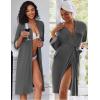imageEkouaer Women Lace Maternity Nursing Gown and 34 Sleeve Robe Set Double Layer Breastfeeding Nightgown Slip Dress ampamp BathrobeDark Grey Floral