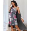 imageEkouaer Women Lace Maternity Nursing Gown and 34 Sleeve Robe Set Double Layer Breastfeeding Nightgown Slip Dress ampamp BathrobeDark Grey Floral