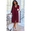 imageEkouaer Women Lace Maternity Nursing Gown and 34 Sleeve Robe Set Double Layer Breastfeeding Nightgown Slip Dress ampamp BathrobeDark Red