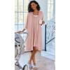 imageEkouaer Women Lace Maternity Nursing Gown and 34 Sleeve Robe Set Double Layer Breastfeeding Nightgown Slip Dress ampamp BathrobeDirty Pink