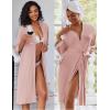 imageEkouaer Women Lace Maternity Nursing Gown and 34 Sleeve Robe Set Double Layer Breastfeeding Nightgown Slip Dress ampamp BathrobeDirty Pink