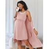 imageEkouaer Women Lace Maternity Nursing Gown and 34 Sleeve Robe Set Double Layer Breastfeeding Nightgown Slip Dress ampamp BathrobeDirty Pink