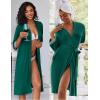 imageEkouaer Women Lace Maternity Nursing Gown and 34 Sleeve Robe Set Double Layer Breastfeeding Nightgown Slip Dress ampamp BathrobeLake Green
