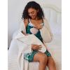 imageEkouaer Women Lace Maternity Nursing Gown and 34 Sleeve Robe Set Double Layer Breastfeeding Nightgown Slip Dress ampamp BathrobeLake Green Floral