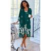 imageEkouaer Women Lace Maternity Nursing Gown and 34 Sleeve Robe Set Double Layer Breastfeeding Nightgown Slip Dress ampamp BathrobeLake Green Floral