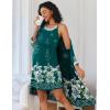 imageEkouaer Women Lace Maternity Nursing Gown and 34 Sleeve Robe Set Double Layer Breastfeeding Nightgown Slip Dress ampamp BathrobeLake Green Floral