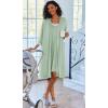 imageEkouaer Women Lace Maternity Nursing Gown and 34 Sleeve Robe Set Double Layer Breastfeeding Nightgown Slip Dress ampamp BathrobeLight Green