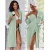 imageEkouaer Women Lace Maternity Nursing Gown and 34 Sleeve Robe Set Double Layer Breastfeeding Nightgown Slip Dress ampamp BathrobeLight Green