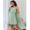 imageEkouaer Women Lace Maternity Nursing Gown and 34 Sleeve Robe Set Double Layer Breastfeeding Nightgown Slip Dress ampamp BathrobeLight Green