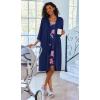 imageEkouaer Women Lace Maternity Nursing Gown and 34 Sleeve Robe Set Double Layer Breastfeeding Nightgown Slip Dress ampamp BathrobeNavy Blue Floral