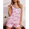 imageEkouaer Womens Cami Pajama Set Racerback Sleepwear Sleeveless Tank Top and Shorts Pjs Soft Print Lingerie SetPink Love