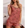 imageEkouaer Womens Cami Pajama Set Racerback Sleepwear Sleeveless Tank Top and Shorts Pjs Soft Print Lingerie SetRed Heart