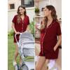 imageEkouaer Womens Maternity Nursing Pajama Sets Button Down Postpartum Pajamas Short Sleeve Breastfeeding ClothesWine Red