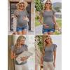 imageEkouaer Womens Maternity Shirts 3 Packs Flying Short Sleeve Pregnancy Tops Side Ruched Tunic Blouse Mama Clothes SXXLArmy Green  Grey  Black3pcs