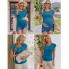imageEkouaer Womens Maternity Shirts 3 Packs Flying Short Sleeve Pregnancy Tops Side Ruched Tunic Blouse Mama Clothes SXXLBlack  Lake Blue  Wine Red3pcs