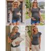 imageEkouaer Womens Maternity Shirts 3 Packs Flying Short Sleeve Pregnancy Tops Side Ruched Tunic Blouse Mama Clothes SXXLDark Grey  Black  Light Grey3pcs