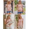 imageEkouaer Womens Maternity Shirts 3 Packs Flying Short Sleeve Pregnancy Tops Side Ruched Tunic Blouse Mama Clothes SXXLDark Grey  Pink  Black3pcs
