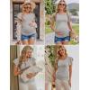imageEkouaer Womens Maternity Shirts 3 Packs Flying Short Sleeve Pregnancy Tops Side Ruched Tunic Blouse Mama Clothes SXXLLight Grey  Light Green  Orange Pink3pcs