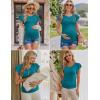 imageEkouaer Womens Maternity Shirts 3 Packs Flying Short Sleeve Pregnancy Tops Side Ruched Tunic Blouse Mama Clothes SXXLWine Red  Army Green  Teal3pcs