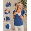 imageEkouaer Womens Maternity Shirts 3 Packs Nursing Tops Flying Short Sleeve Breastfeeding Tees Side Ruched Pregnancy ClothesBlack  Blue  Wine Red3pcs