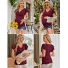 imageEkouaer Womens Maternity Shirts 3 Packs Nursing Tops Flying Short Sleeve Breastfeeding Tees Side Ruched Pregnancy ClothesBlack  Blue  Wine Red3pcs