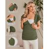 imageEkouaer Womens Maternity Shirts 3 Packs Nursing Tops Flying Short Sleeve Breastfeeding Tees Side Ruched Pregnancy ClothesBlack  Dark Grey  Army Green3pcs