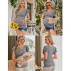 imageEkouaer Womens Maternity Shirts 3 Packs Nursing Tops Flying Short Sleeve Breastfeeding Tees Side Ruched Pregnancy ClothesBlack  Grey  Wine Red3pcs