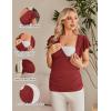 imageEkouaer Womens Maternity Shirts 3 Packs Nursing Tops Flying Short Sleeve Breastfeeding Tees Side Ruched Pregnancy ClothesBlack  Grey  Wine Red3pcs