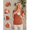 imageEkouaer Womens Maternity Shirts 3 Packs Nursing Tops Flying Short Sleeve Breastfeeding Tees Side Ruched Pregnancy ClothesCaramel  Grey  Wine Red3pcs