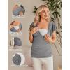 imageEkouaer Womens Maternity Shirts 3 Packs Nursing Tops Flying Short Sleeve Breastfeeding Tees Side Ruched Pregnancy ClothesLake Green  Black  Grey3pcs