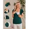 imageEkouaer Womens Maternity Shirts 3 Packs Nursing Tops Flying Short Sleeve Breastfeeding Tees Side Ruched Pregnancy ClothesLake Green  Black  Lake Blue3pcs