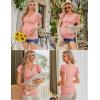 imageEkouaer Womens Maternity Shirts 3 Packs Nursing Tops Flying Short Sleeve Breastfeeding Tees Side Ruched Pregnancy ClothesLight Grey  Light Green  Orange Pink3pcs