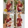 imageEkouaer Womens Maternity Shirts 3 Packs Nursing Tops Flying Short Sleeve Breastfeeding Tees Side Ruched Pregnancy ClothesWine Red  Army Green  Teal3pcs