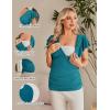 imageEkouaer Womens Maternity Shirts 3 Packs Nursing Tops Flying Short Sleeve Breastfeeding Tees Side Ruched Pregnancy ClothesWine Red  Army Green  Teal3pcs