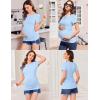 imageEkouaer Womens Maternity Shirts 3 Packs Round Neck Short Sleeve Side Ruched Swiss Dot T Shirt Tops SXXLBlackCoffeeLight Blue