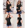 imageEkouaer Womens Maternity Shirts 3 Packs Round Neck Short Sleeve Side Ruched Swiss Dot T Shirt Tops SXXLBlackDirty PinkIce Green