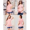 imageEkouaer Womens Maternity Shirts 3 Packs Round Neck Short Sleeve Side Ruched Swiss Dot T Shirt Tops SXXLBlackDirty PinkIce Green