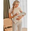 imageEkouaer Womens Maternity Shirts 3 Packs Short Sleeve Ribbed Pregnancy Tops Side Ruched Crew Neck Tunic Mama Clothes3pcs Black Brown Beige