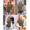 imageEkouaer Womens Maternity Shirts 3 Packs Short Sleeve Ribbed Pregnancy Tops Side Ruched Crew Neck Tunic Mama Clothes3pcs Black Burgundy Red Army Green