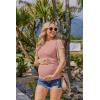 imageEkouaer Womens Maternity Shirts 3 Packs Short Sleeve Ribbed Pregnancy Tops Side Ruched Crew Neck Tunic Mama Clothes3pcs Black Dirty Pink Dark Green